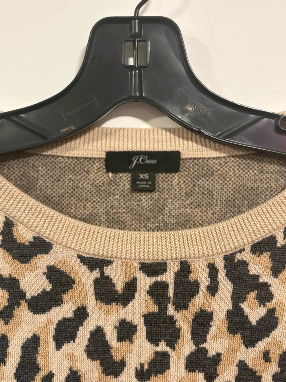 J. Crew Leopard Print Crewneck Sweater - Beige and Black